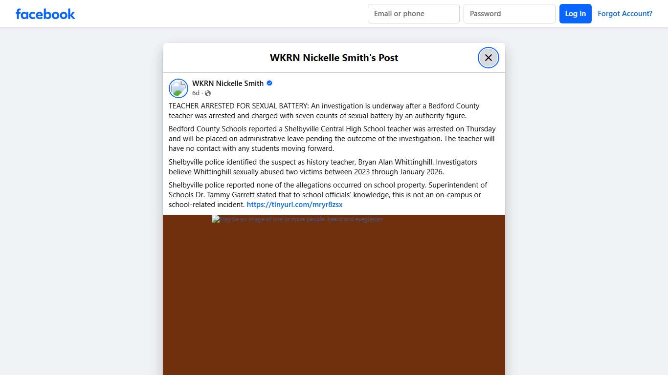 TEACHER ARRESTED FOR SEXUAL BATTERY:... - WKRN Nickelle Smith Facebook